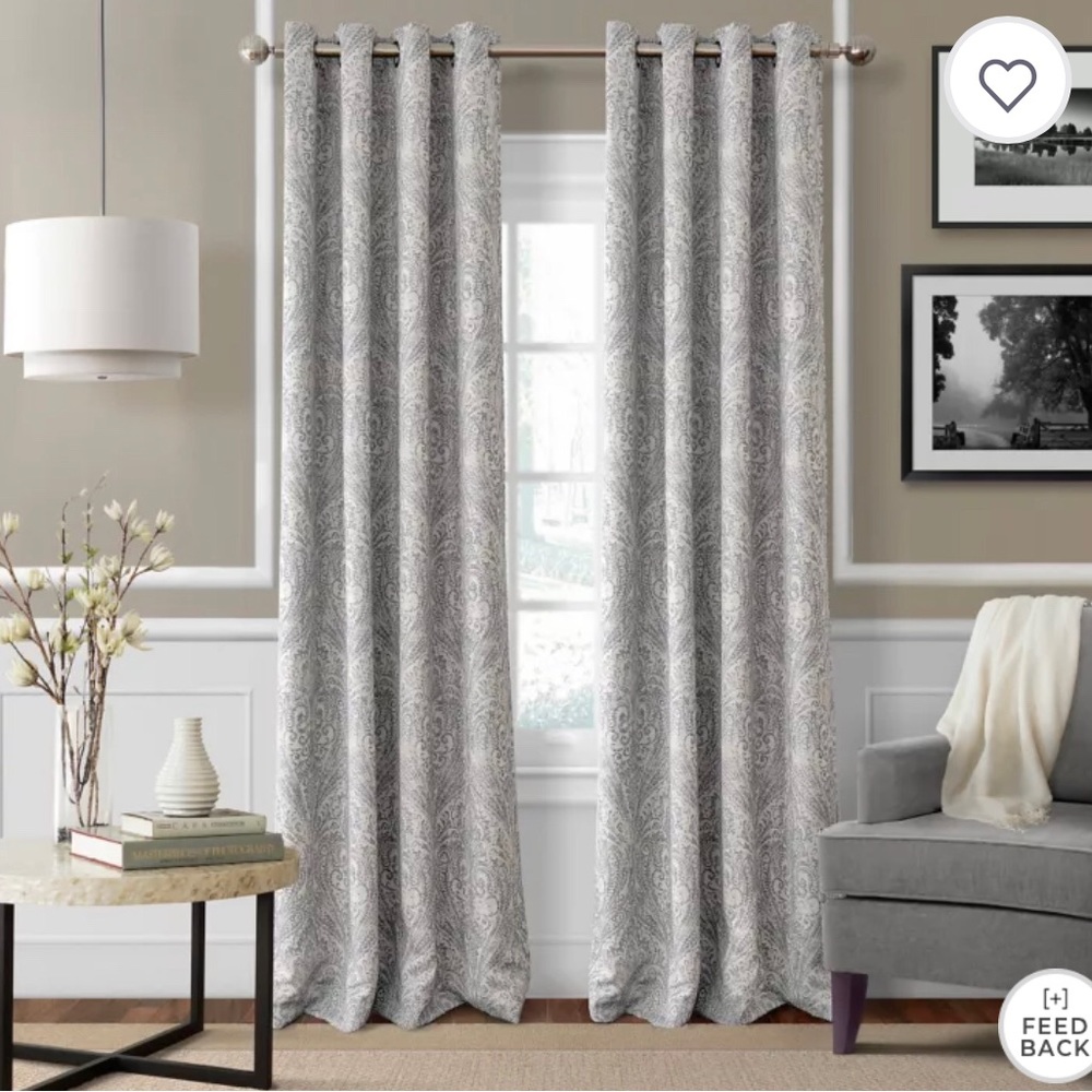 Curtain 2 Panels for 1 Window Gray & Taupe Imperial Trellis Print Grommet Top